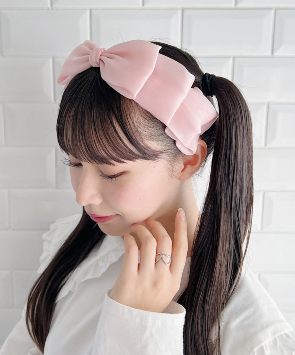 リボンカチューシャ ピンク 7色展開】ボリュームリボンカチューシャ | NU4233929 | ピンク