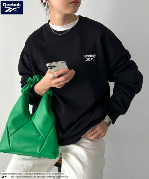 【WEB限定 別注】Reebok(リーボック)/ワンポイント 刺繍ロゴ クルーネック スウェット | IM2234029 | ブラック