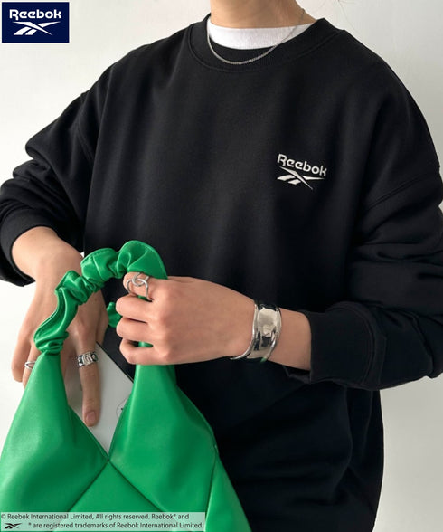【WEB限定 別注】Reebok(リーボック)/ワンポイント 刺繍ロゴ クルーネック スウェット | IM2234029 | ブラック