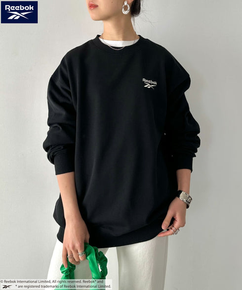 【WEB限定 別注】Reebok(リーボック)/ワンポイント 刺繍ロゴ クルーネック スウェット | IM2234029 | ブラック