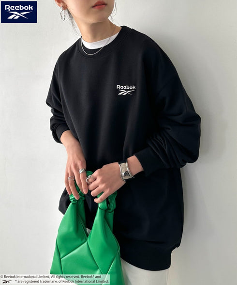 【WEB限定 別注】Reebok(リーボック)/ワンポイント 刺繍ロゴ クルーネック スウェット | IM2234029 | ブラック