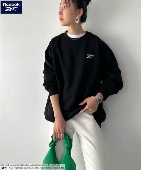 【WEB限定 別注】Reebok(リーボック)/ワンポイント 刺繍ロゴ クルーネック スウェット | IM2234029 | ブラック