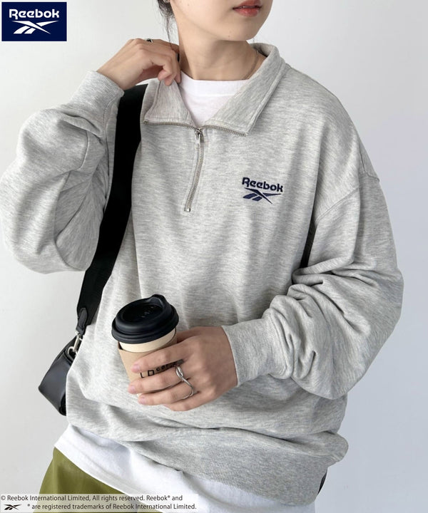 【WEB限定 別注】Reebok(リーボック)/ワンポイント 刺繍ロゴ ハーフジップ スウェット プルオーバー | IM2234030 | グレー