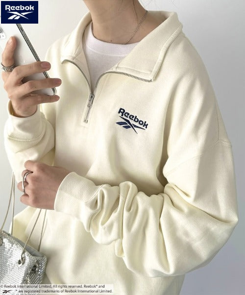 【WEB限定 別注】Reebok(リーボック)/ワンポイント 刺繍ロゴ ハーフジップ スウェット プルオーバー | IM2234030 | アイボリー