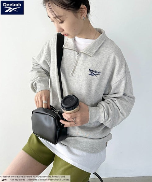 【WEB限定 別注】Reebok(リーボック)/ワンポイント 刺繍ロゴ ハーフジップ スウェット プルオーバー | IM2234030 | グレー