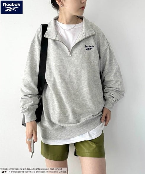【WEB限定 別注】Reebok(リーボック)/ワンポイント 刺繍ロゴ ハーフジップ スウェット プルオーバー | IM2234030 | グレー