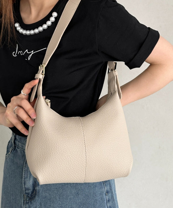 round moon shoulder bag/ワンハンドルラウンドムーンPUショルダーバッグ | UN12410052 | グレイッシュベージュ