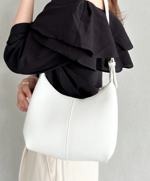 round moon shoulder bag/ワンハンドルラウンドムーンPUショルダーバッグ | UN12410052 | アイボリー