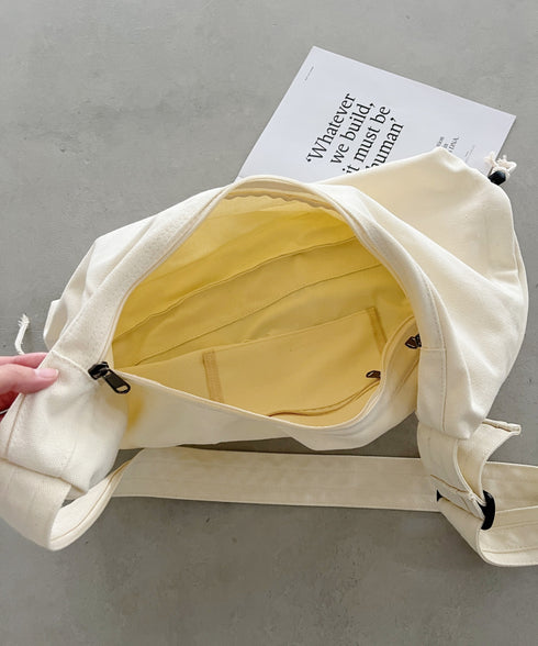 ドローコードギャザーキャンバスショルダーバッグ | CL12410114 | アイボリー