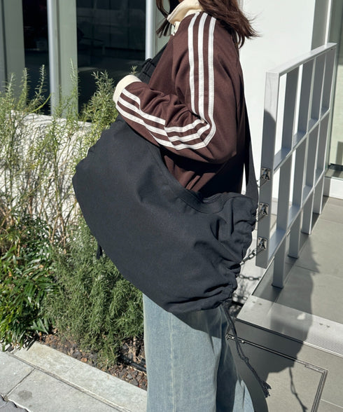 ドローコードギャザーキャンバスショルダーバッグ | CL12410114 | ブラック