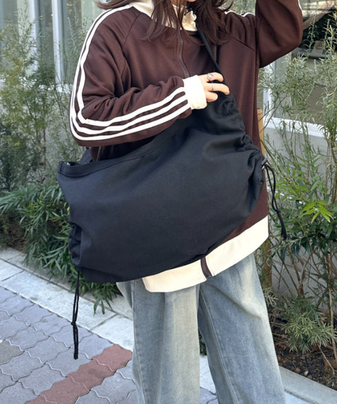 ドローコードギャザーキャンバスショルダーバッグ | CL12410114 | ブラック