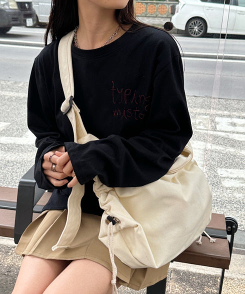 ドローコードギャザーキャンバスショルダーバッグ | CL12410114 | アイボリー