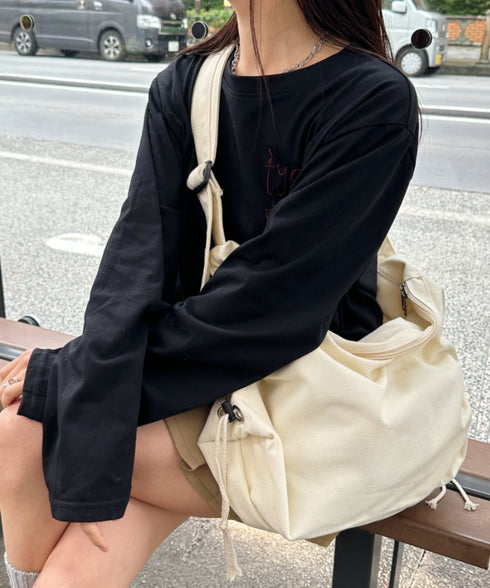 ドローコードギャザーキャンバスショルダーバッグ | CL12410114 | アイボリー