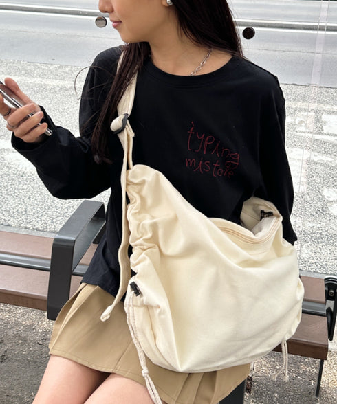 ドローコードギャザーキャンバスショルダーバッグ | CL12410114 | アイボリー