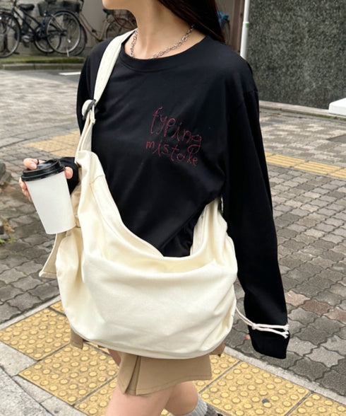 ドローコードギャザーキャンバスショルダーバッグ | CL12410114 | アイボリー