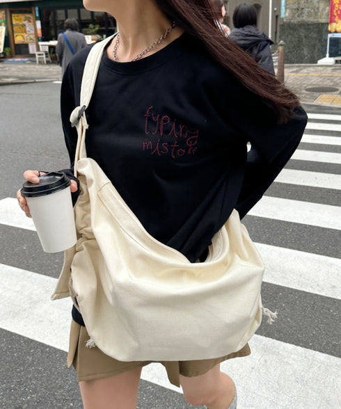 ドローコードギャザーキャンバスショルダーバッグ | CL12410114 | アイボリー