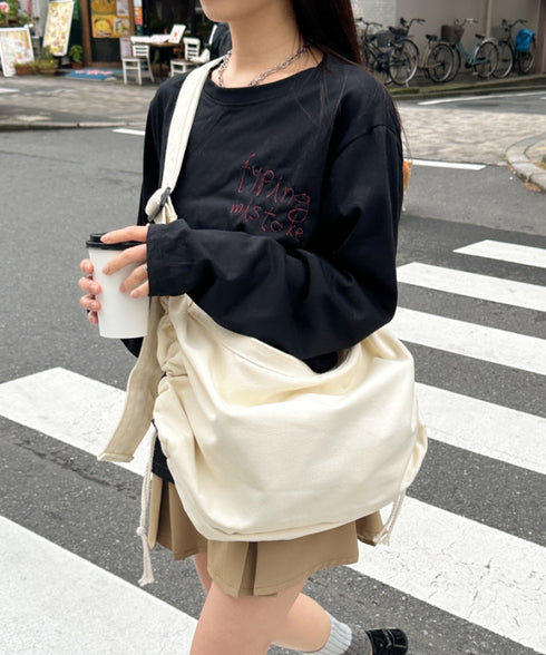 ドローコードギャザーキャンバスショルダーバッグ | CL12410114 | アイボリー