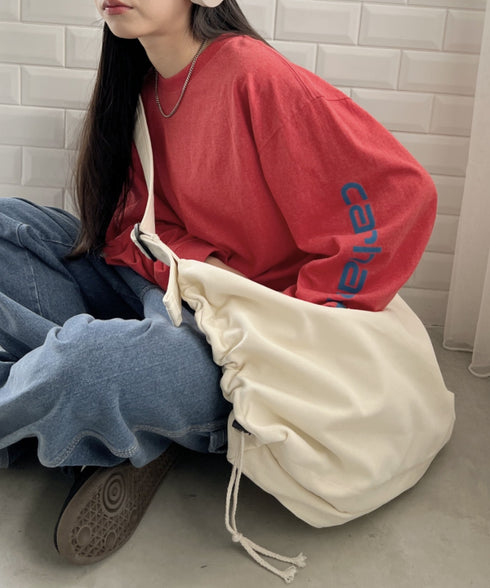 ドローコードギャザーキャンバスショルダーバッグ | CL12410114 | アイボリー