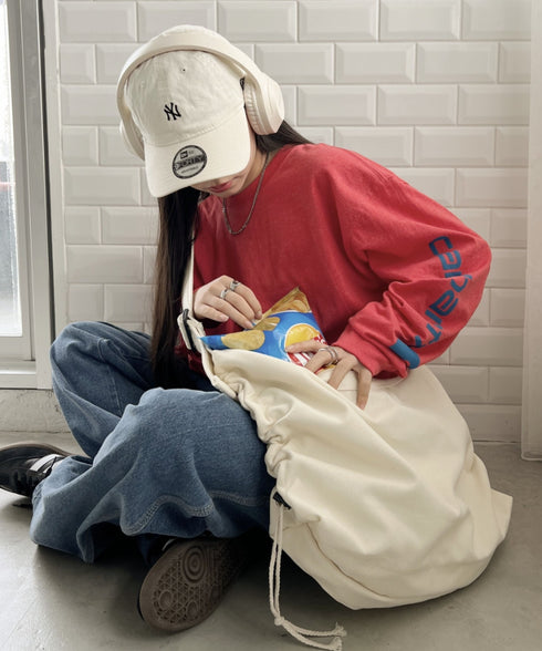 ドローコードギャザーキャンバスショルダーバッグ | CL12410114 | アイボリー