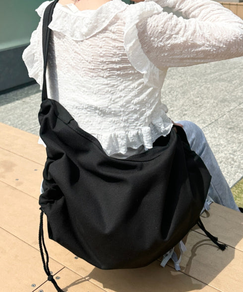 ドローコードギャザーキャンバスショルダーバッグ | CL12410114 | ブラック