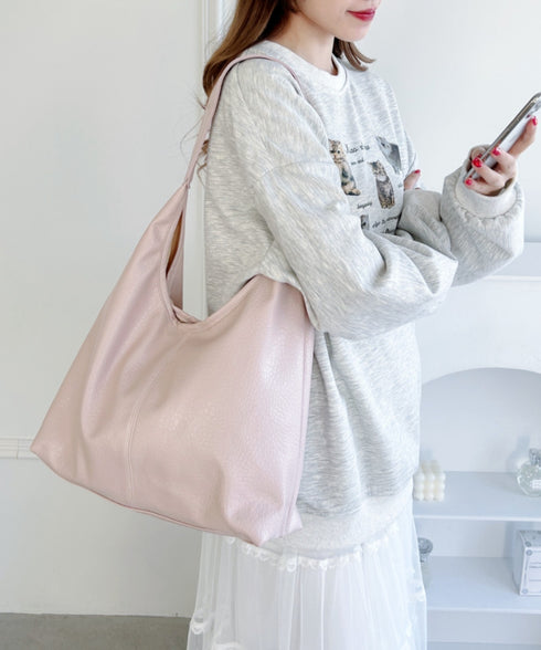 ワンハンドルPUレザートートバッグ【A4サイズ対応】 | LO12410116 | ピンク