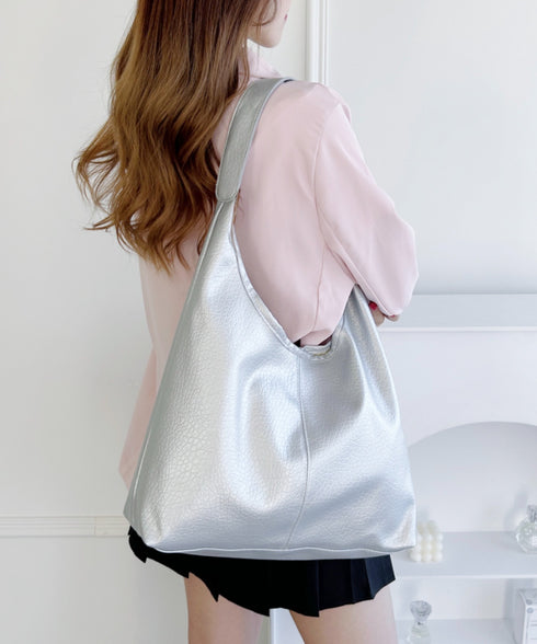 ワンハンドルPUレザートートバッグ【A4サイズ対応】 | LO12410116 | シルバー