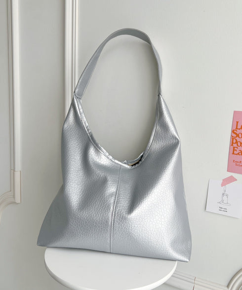 ワンハンドルPUレザートートバッグ【A4サイズ対応】 | LO12410116 | シルバー