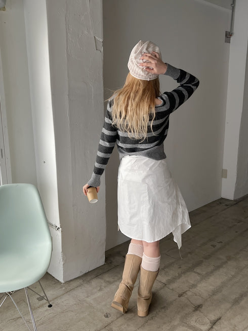 ボーダーワンショルダーニット | SL2244616 | グレー