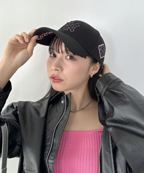 MLB Korea(エムエルビーコリア)/ダイヤモンド刺繍ロゴパッチボールキャップ メジャーリーグ べースボール ロゴキャップ サイズ調整可能/DIAMOND LOGO PATCH BALL CAP | AT52410317 | ブラック×ピンク