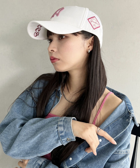 MLB Korea(エムエルビーコリア)/ダイヤモンド刺繍ロゴパッチボールキャップ メジャーリーグ べースボール ロゴキャップ サイズ調整可能/DIAMOND LOGO PATCH BALL CAP | AT52410317 | ホワイト