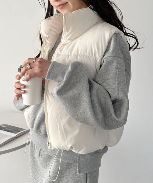 コンパクトショート丈ファスナー中綿ダウンベスト | CL22410347 | アイボリー