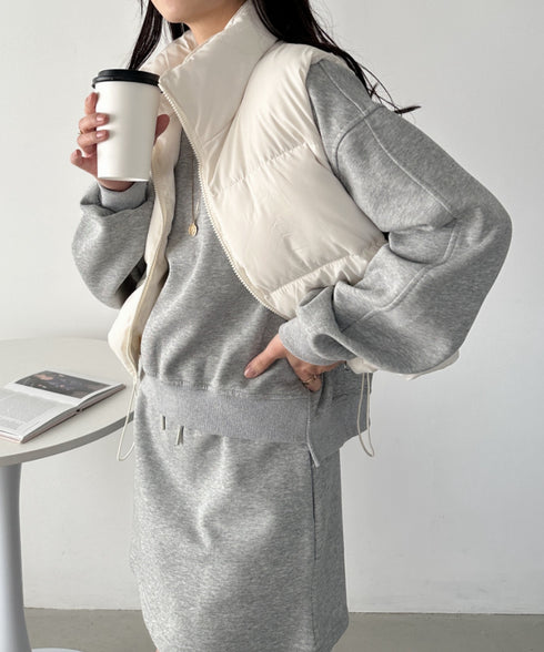 コンパクトショート丈ファスナー中綿ダウンベスト | CL22410347 | アイボリー