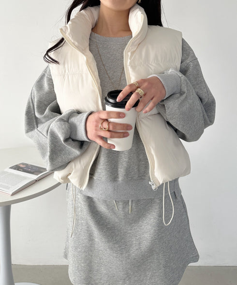 コンパクトショート丈ファスナー中綿ダウンベスト | CL22410347 | アイボリー