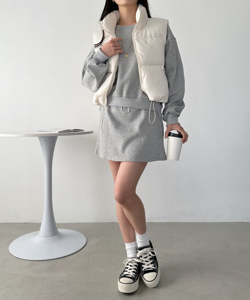 コンパクトショート丈ファスナー中綿ダウンベスト | CL22410347 | アイボリー