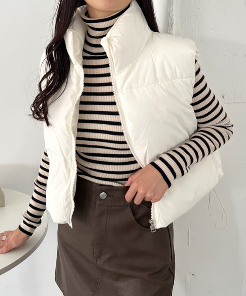 コンパクトショート丈ファスナー中綿ダウンベスト | CL22410347 | アイボリー