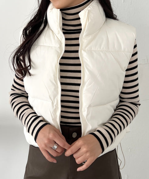 コンパクトショート丈ファスナー中綿ダウンベスト | CL22410347 | アイボリー