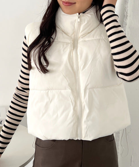 コンパクトショート丈ファスナー中綿ダウンベスト | CL22410347 | アイボリー