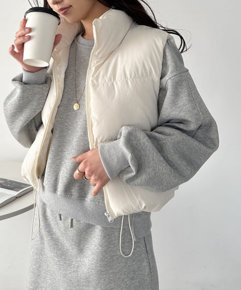 コンパクトショート丈ファスナー中綿ダウンベスト | CL22410347 | アイボリー