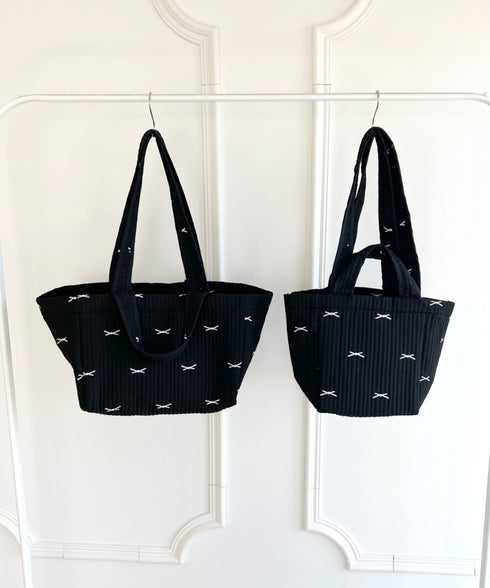 リボン刺繍イブルビッグトートバッグ | LO12410359 | ブラック