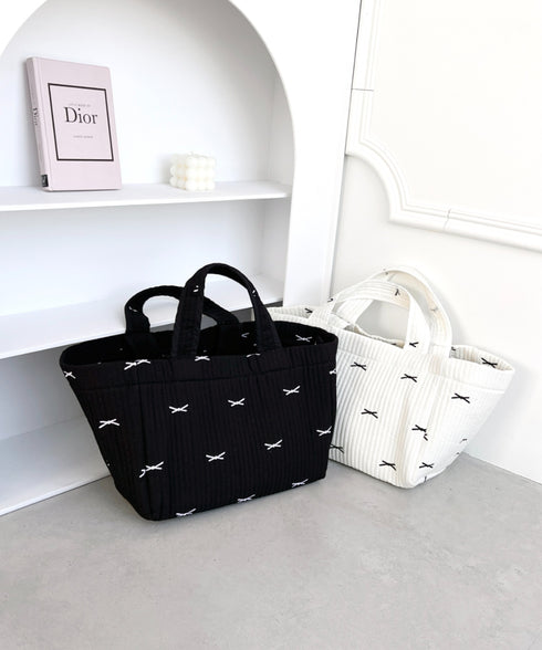 リボン刺繍イブルビッグトートバッグ | LO12410359 | アイボリー