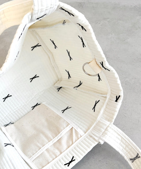 リボン刺繍イブルビッグトートバッグ | LO12410359 | ブラック