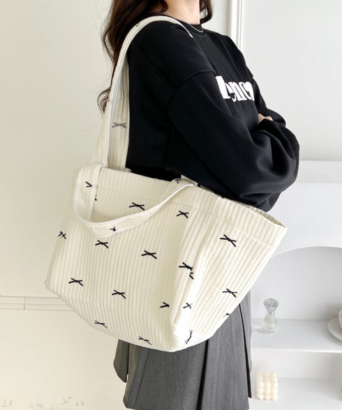 リボン刺繍イブルビッグトートバッグ | LO12410359 | アイボリー