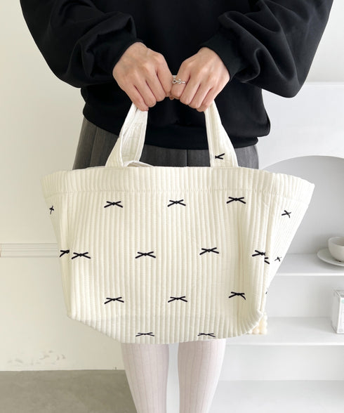 リボン刺繍イブルビッグトートバッグ | LO12410359 | アイボリー