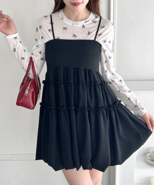 バルーンティアードキャミワンピース | LO22420003 | ブラック