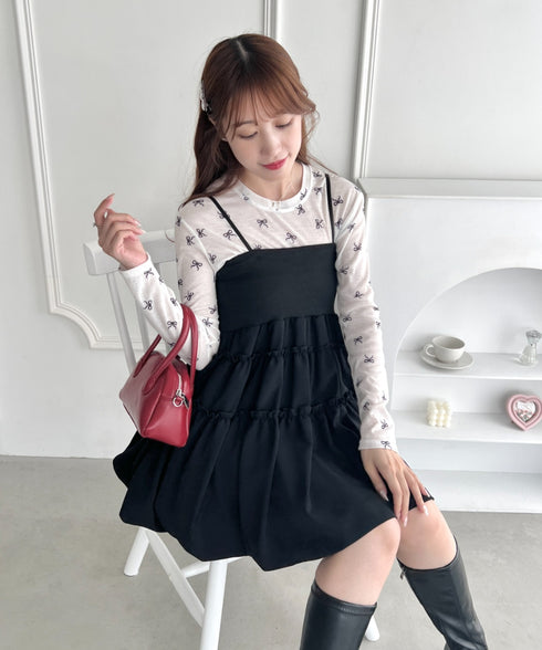 バルーンティアードキャミワンピース | LO22420003 | ブラック