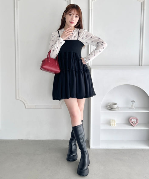 バルーンティアードキャミワンピース | LO22420003 | ブラック