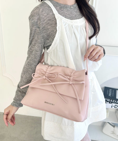 ダブルリボンスクエアショルダーバッグ | LO1241459 | ピンク