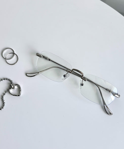 ノンフレームスクエアレンズメガネ | NU6241486 | シルバー