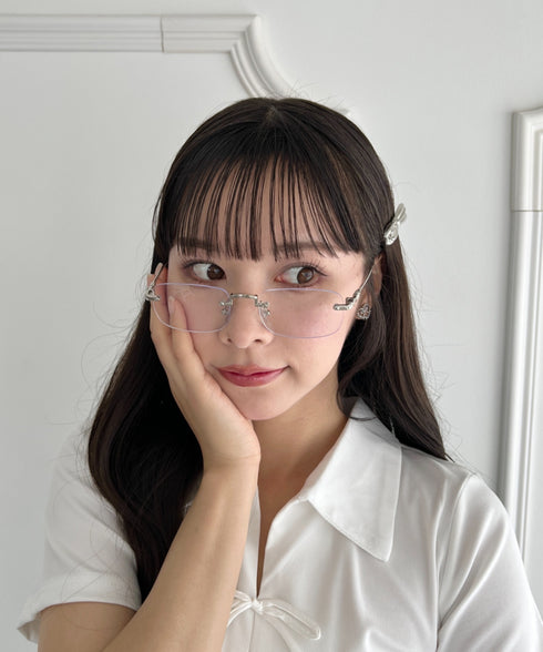 ノンフレームスクエアレンズメガネ | NU6241486 | シルバー