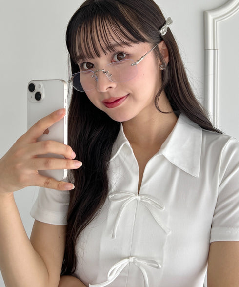 ノンフレームスクエアレンズメガネ | NU6241486 | シルバー